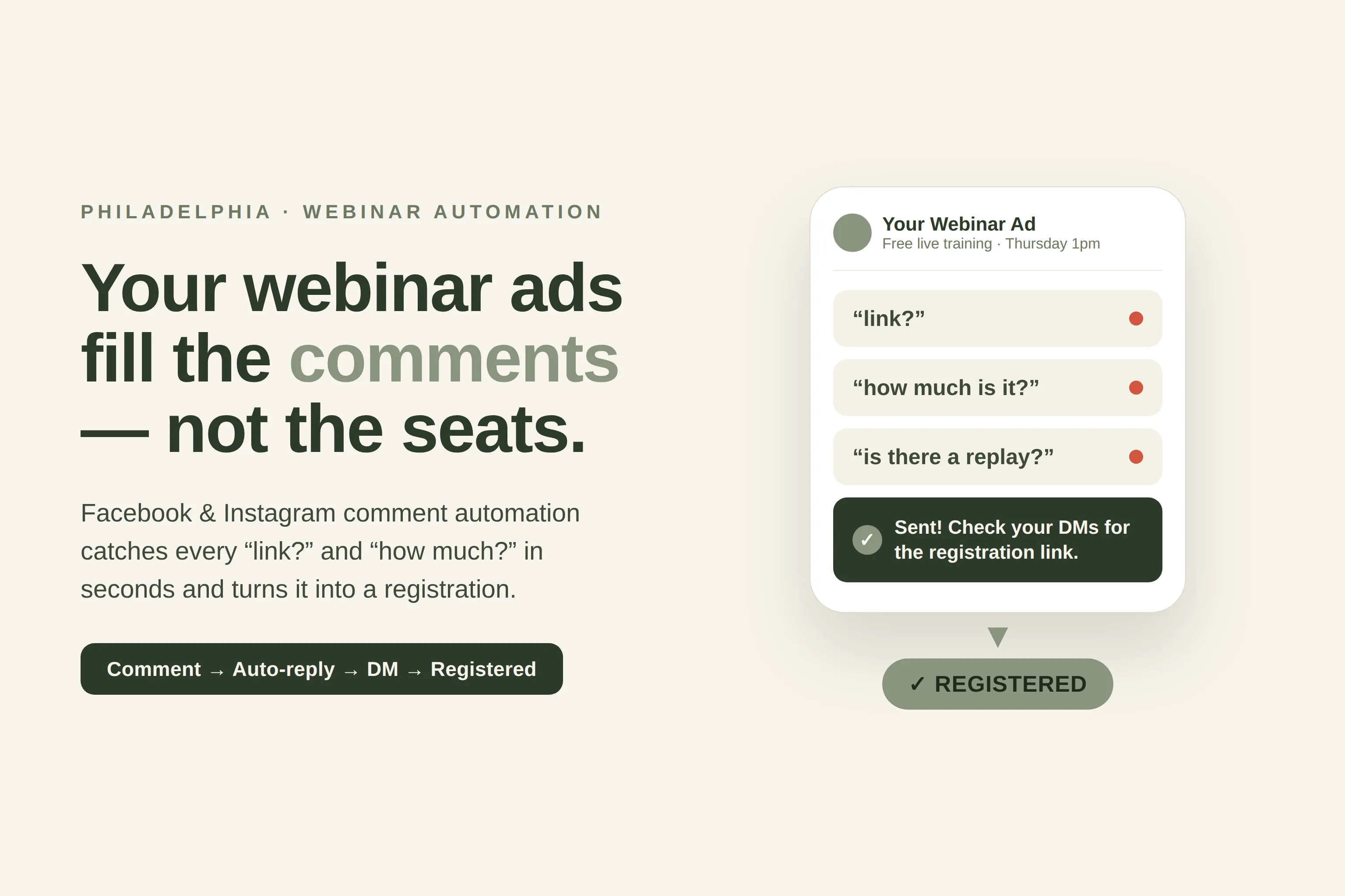 Facebook & Instagram Comment Automation for Webinars: Why Philadelphia Coaches Lose Sign-Ups in the Comments (2026)